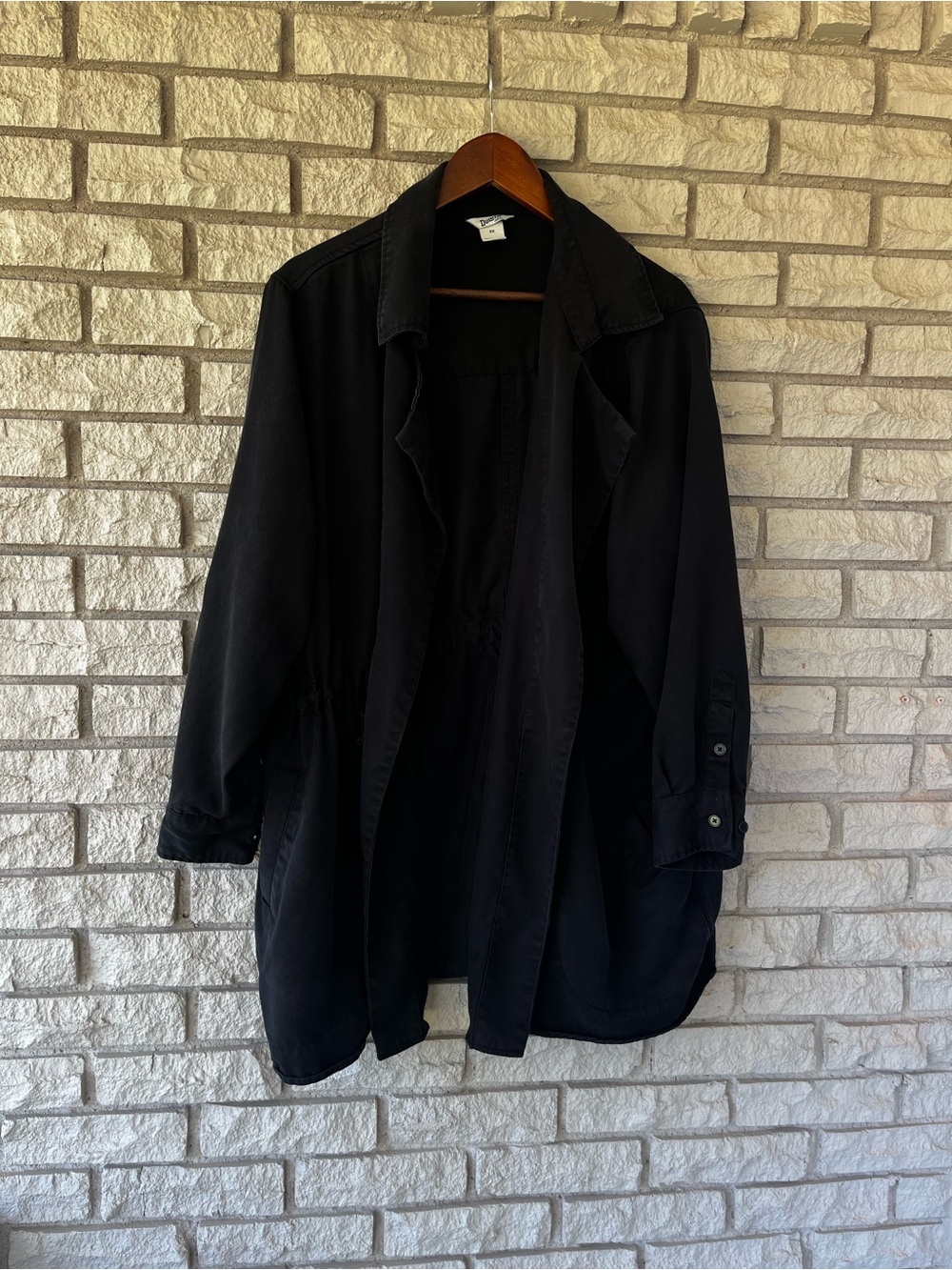 Women’s Duluth Black Lightweight Cascading Wrap Trench Coat Size 2X